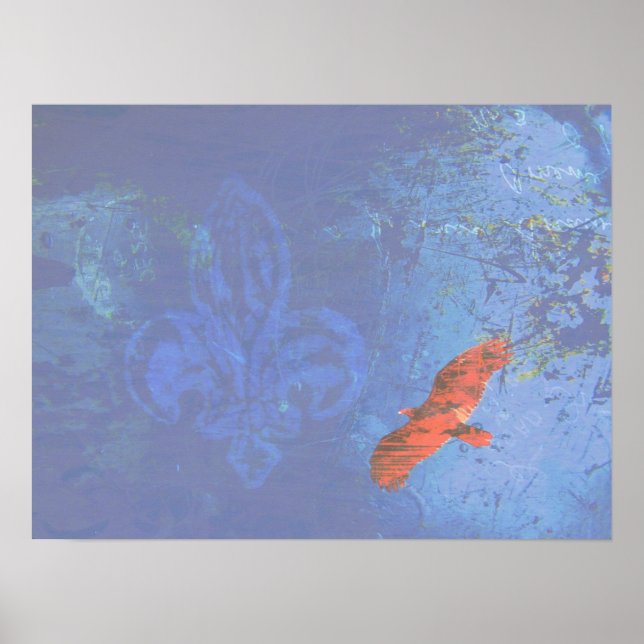 Póster Grunge azul solar (Frente)