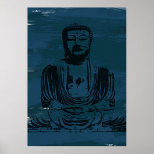 Póster Grunge Buddha Poster - Dark Teal