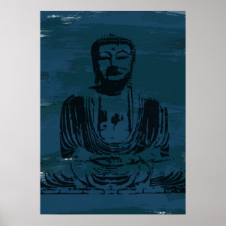 Póster Grunge Buddha Poster - Dark Teal