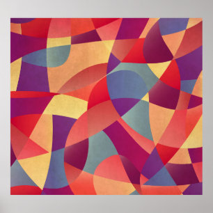 Póster Grunge colorido: fondo de triángulos geométricos
