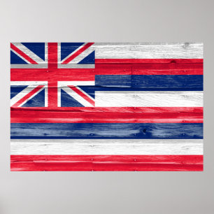 Póster Grunge de bandera del estado de Hawaii