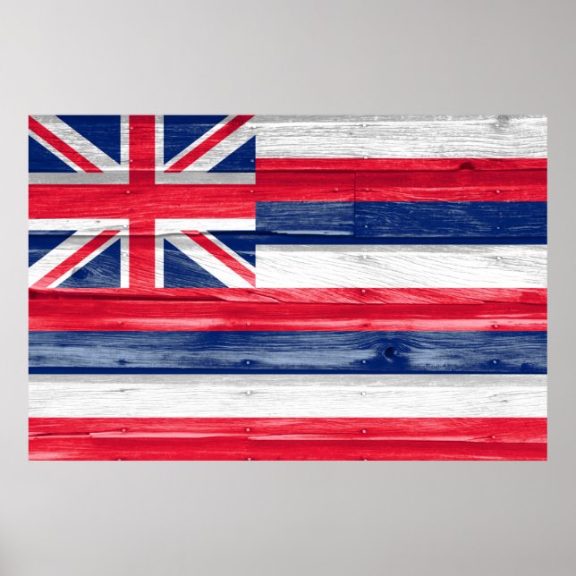 Póster Grunge de bandera del estado de Hawaii (Frente)