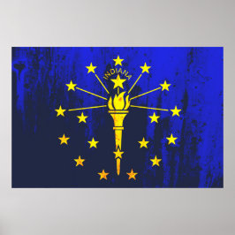 Póster Grunge de bandera del estado de Indiana