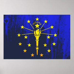 Póster Grunge de bandera del estado de Indiana