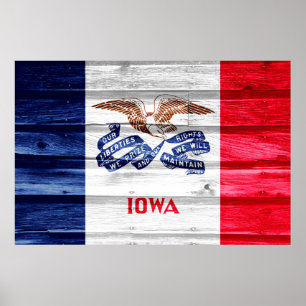 Póster Grunge de bandera del estado de Iowa