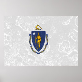 Póster Grunge de bandera del estado de Massachusetts