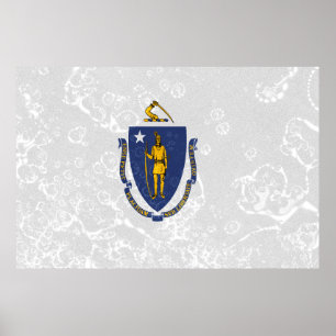 Póster Grunge de bandera del estado de Massachusetts