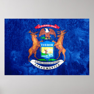 Póster Grunge de bandera del estado de Michigan