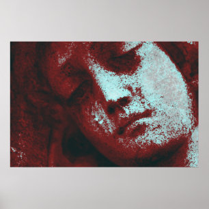 Póster Grunge de Cara de Estatua Angelical Vintage