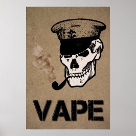 Póster Grunge de humo del cráneo de Vape