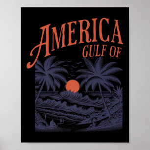 Póster Grunge Design Funny Retro 2025, Gulf Of Usa Americ