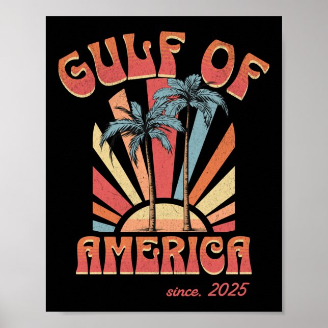 Póster Grunge Design Funny Retro 2025, Gulf Of Usa Americ (Frente)
