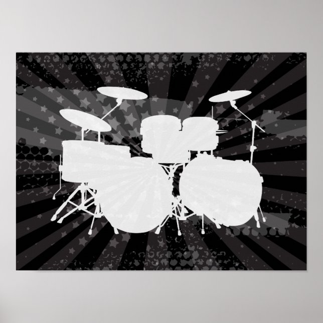 Póster Grunge Drums Black Burst (Frente)