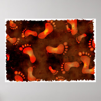 Póster Grunge Footprints