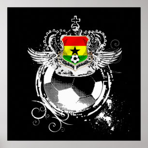 Póster Grunge Ghana Estrellas negras Guerreros Reyes Rega