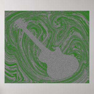 Póster Grunge Guitar Poster, Green