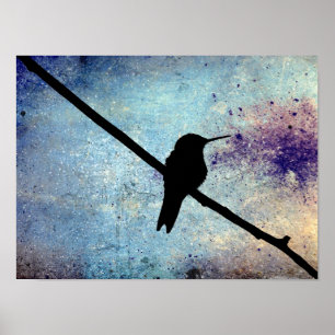 Póster Grunge Hummingbird