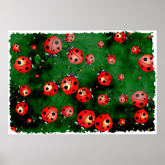 Póster Grunge Ladybugs