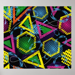 Póster Grunge patrón deportivo, diseño infantil.