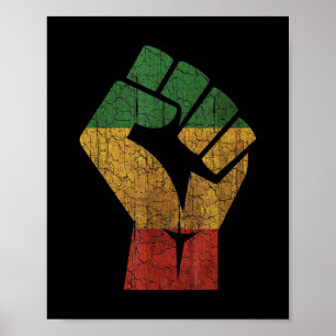 Póster Grunge Red Green Yellow Black Fist Black Lives Mat