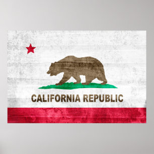 Póster Grunge State Flaf de California