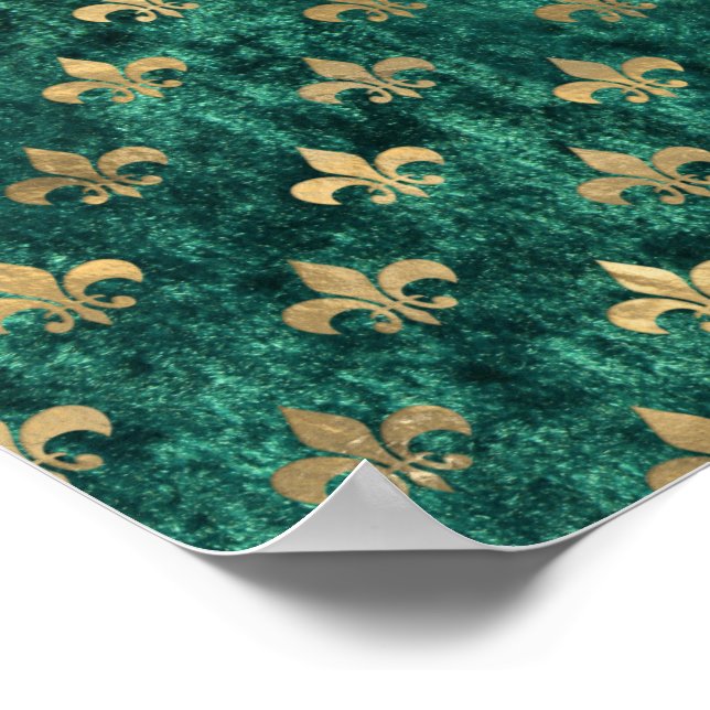 Póster Grunge Verde Terciopelo Flor De Lis Mardi Gras (Esquina)