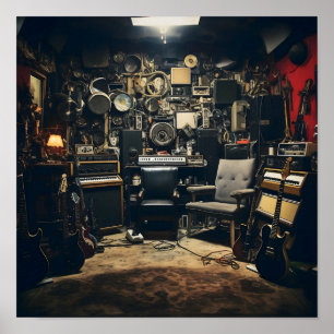Póster Grungy Rock Music Studio