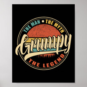 Póster Gruñón El Hombre El Mito La Leyenda Vintage Retro