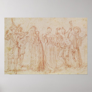 Póster Grupo de actores cómicos y trágicos