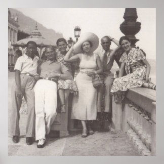 Póster Grupo de amigos en Cannes, años 30
