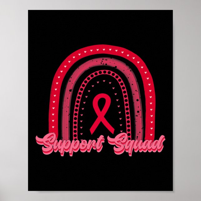 Póster grupo de apoyo rojo de la conciencia del cáncer de (Frente)