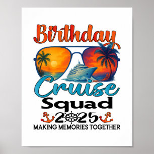 Póster Grupo de crucero de cumpleaños 2025 Amigos Familia