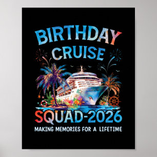 Póster Grupo de crucero de cumpleaños Viaje de vacaciones