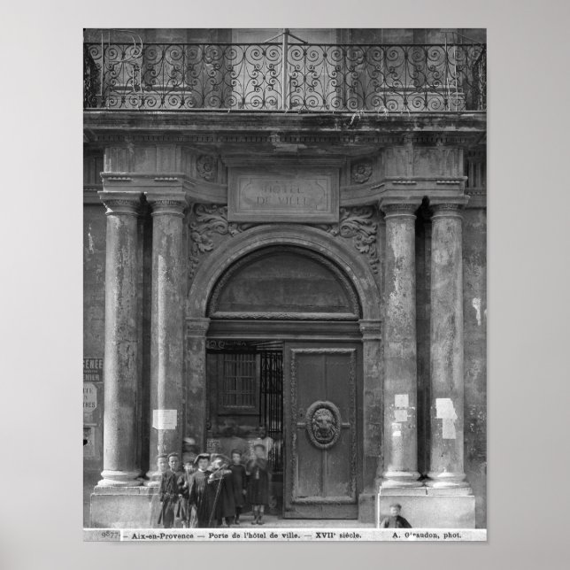 Póster Grupo de escolares que abandonan el Hotel de Ville (Frente)