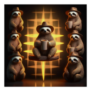 Póster Grupo De Lunas Beber Café