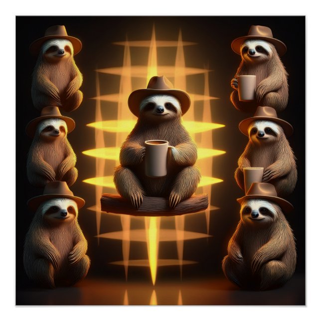 Póster Grupo De Lunas Beber Café (Anverso)