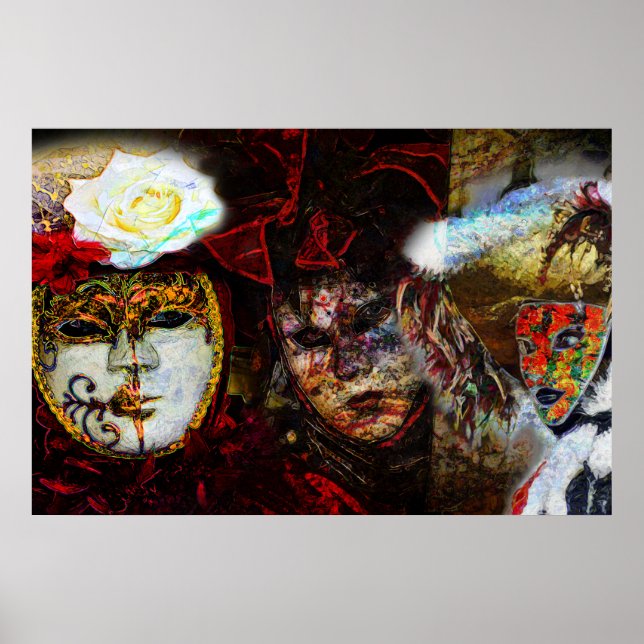 Póster Grupo de máscaras de carnaval (Frente)