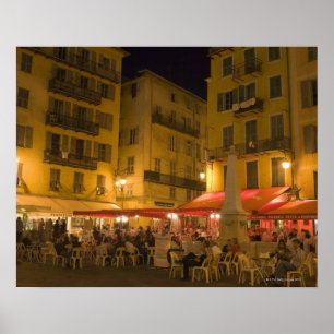 Póster Grupo de personas que se sienta en un café de la