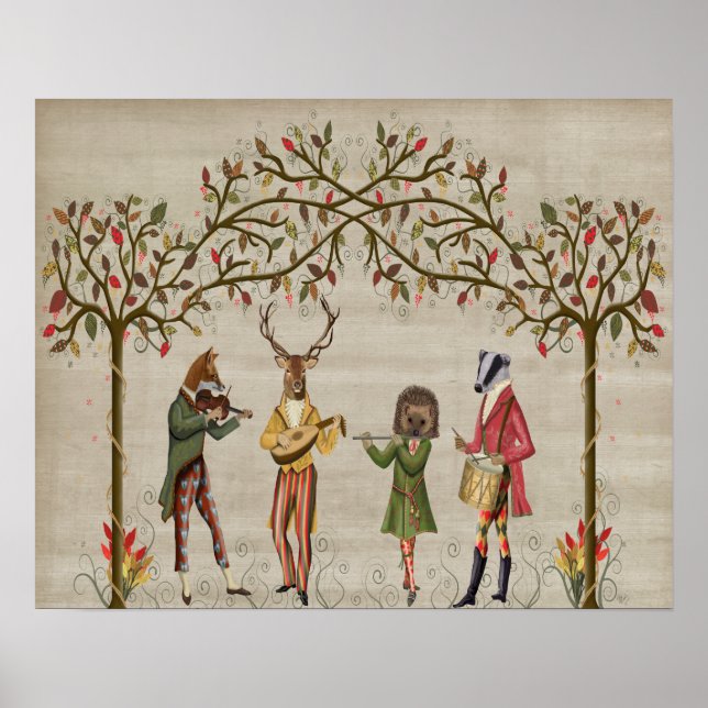 Póster Grupo de ratones de animales de Woodland (Frente)