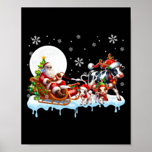 Póster Grupo de renos de Santa Sleigh Rancho de agriculto