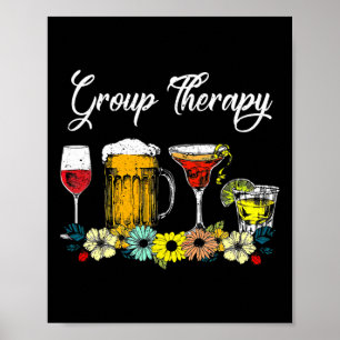 Póster Grupo Divertido Terapia Bebida Floral Gles Salud M
