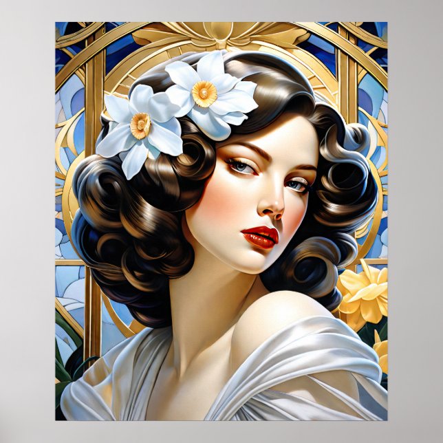 Póster Grupo Flavia Art Nouveau Estilo Mucha (Frente)
