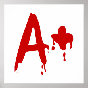 Póster Grupo sanguíneo A+ Positivo Hospital de terror