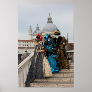 Póster Grupo Sobre Puente En Carnaval, Venecia