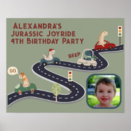 Póster Grupos prehistóricos de dinosaurios coloridos que 