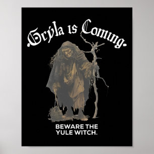 Póster Gryla Viene Cuidado Con La Bruja Yule Islandesa Ch