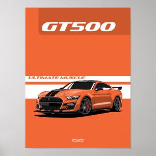 Póster GT500 Poster de automóvil muscular - Naranja