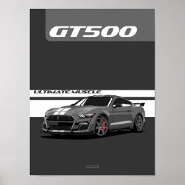Póster GT500 Poster Muscle Car - Gris