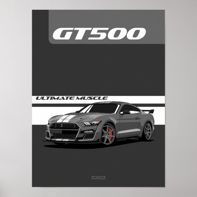 Póster GT500 Poster Muscle Car - Gris (Frente)
