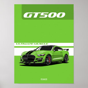 Póster GT500 Poster Muscle Car - Verde